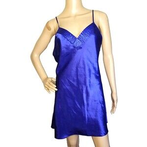 Vintage Val Mode Lingerie Royal Blue Size Medium Slip Dress Nightgown        T47